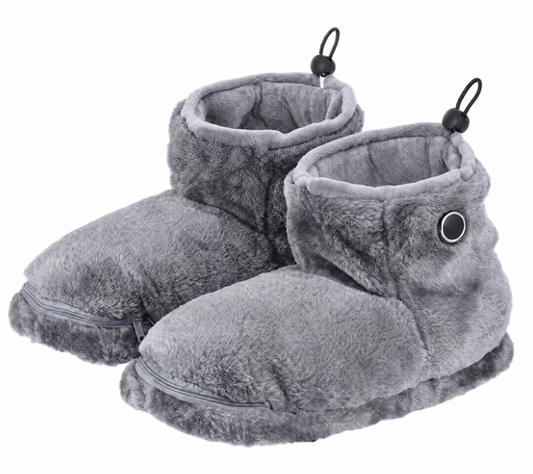CozyStep heated plush slippers, gray, pair