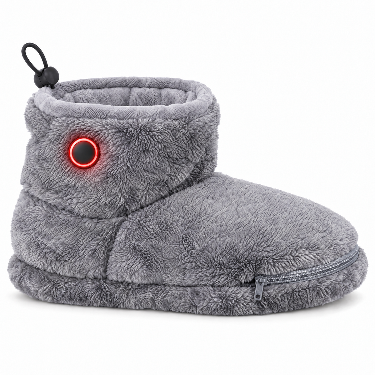 CozyStep heated slipper side view, heat button on