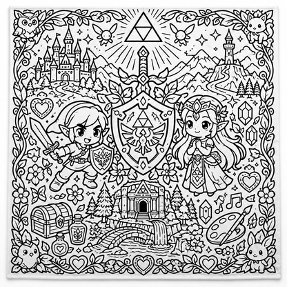 ColorQuest blanket — Hero Scene design, uncolored