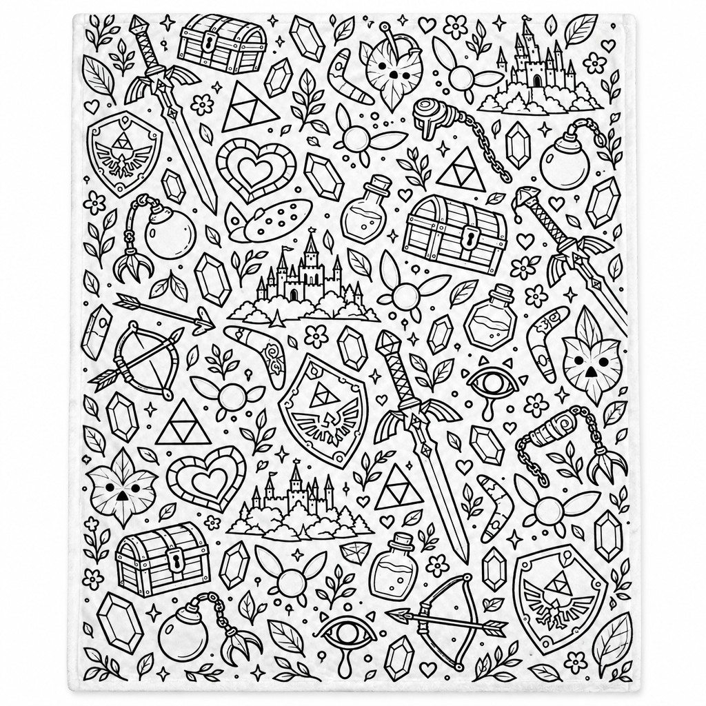 ColorQuest blanket — Adventure Pattern design, uncolored