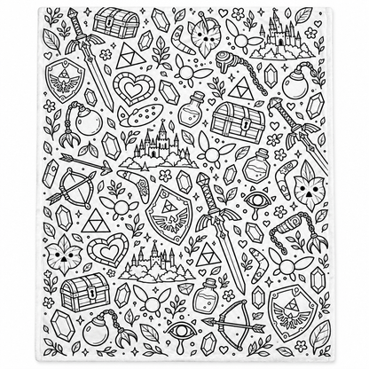 ColorQuest blanket — Adventure Pattern design, uncolored