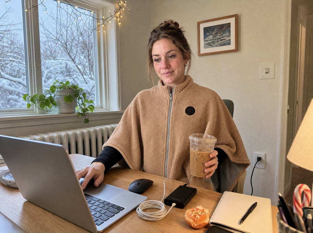 A heated blanket you zip on and take anywhere.